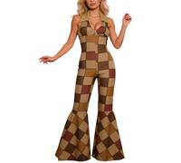 Vhersily Costume Da Donna Anni '80 90 Retrò A Quadri Cappotto Cappotto Pantaloni Hippie Reggae Flower Power Carnevale Costumi Da Discoteca Fever Da Uomo Costumes Da Ballo Vintage Clubwear per Party