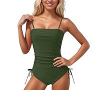 Vhersily Costumi Interi Donna Un Pezzo Monokini Mare Piscina Spiaggia Imbottito Da Bagno Contenitivo Croce Controllo Della Pancia E Sulla Schiena Bassa Bagno Arricciato Sul Davanti Bikinis Curvy