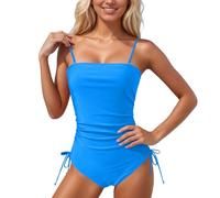 Vhersily Costumi Interi Donna Un Pezzo Monokini Mare Piscina Spiaggia Imbottito Da Bagno Contenitivo Croce Controllo Della Pancia E Sulla Schiena Bassa Bagno Arricciato Sul Davanti Bikinis Curvy