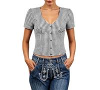 Vhersily Dirndl Camicetta da Donna Oktoberfest Maglietta da Donna Casual A Maniche Corte Bavarese Camicie Tirolese Costumi Partito della Birra Clubwear per Party Tradizionali Danza Tribale Araba