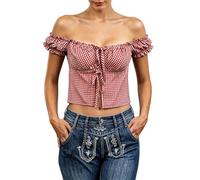 Vhersily Dirndl Camicetta da Donna Oktoberfest Maglietta da Donna Casual A Maniche Corte Bavarese Camicie Tirolese Costumi Partito della Birra Clubwear per Party Tradizionali Danza Tribale Araba