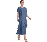 Vhersily Donna 2026 Estivo Abito in Chiffon Casual Senza Maniche con Scollo Rotondo Media Lunghezza Abiti in Ferro a Torta Confortevole Da Damigella D'Onore A Linea Vestito Primavera Abiti Da Sposa