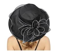 Vhersily Donna Cappello da Sole Protezione Estate Donne Spiaggia della Chiesa Tesa Cappelli Sposa Cerimonia Organza Larga con Grande Fiore Elegante fascinatori Donna, Tea | Fascinator per Feste 2024