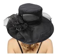 Vhersily Donna Cappello da Sole Protezione Estate Donne Spiaggia della Chiesa Tesa Cappelli Sposa Cerimonia Organza Larga con Grande Fiore Elegante fascinatori Donna, Tea | Fascinator per Feste 2024