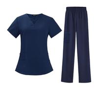 Vhersily Donna Divisa Ospedaliera Uniforme Sanitaria Set con Casacca e Pantalone Divise Uniformi Medica Pantaloni Mediche Set Uniforme