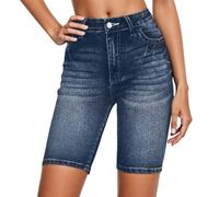 Vhersily Donna Shorts in Jeans Vita Alta Denim Ragazza Push Up Bermuda Mare Pantalone Cerimonia Ragazze Pantaloncino con Elastico Tasche, alla Moda, per Jogging Fitness Sport Allenamento, Slim Fit