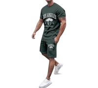 Vhersily Estivi Completi Set corto da uomo, 2 pezzi, tuta estiva a maniche corte, polo e pantaloncini, set casual sportivo peril tempo libero e Confortevole, in tinta unita, allenamento, Streetwear