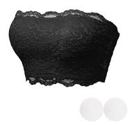 Vhersily Fascia Senza Spalline Donna, Reggiseno in Pizzo, Cuciture a Imbottito, Bralette Ferretto Elasticizzato Bandeau Top Brassiere Y2K Top, Adattamento, Yoga, Sonno, Vittoriano, per Oktoberfest