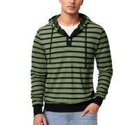 Vhersily Felpe con Cappuccio da Uomo A Righe Comoda Felpa Casual Vacanza 3 Bottoni Autunno Inverno Pullover Basic A Maniche Lunghe Maglioni, alla Moda, per Passeggiate, Versatili per Look