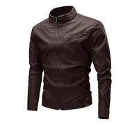 Vhersily Giacca Bomber Uomo Invernale Old School Giubbotto Corto Giacchetta a Vento Imbottito Aderente in PU Soffice e Resistente Pelle da Moto Moderno Invernali Antivento Giacce per Mezze Stagioni