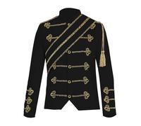 Vhersily Giacca Da Uomo Con Paillettes, Stile Medievale, Steampunk Hussar Napoleon Military Drummer Parade Jacket Per Feste Di Halloween Distintivo Cosplay per Adulti Carnevale Clubwear