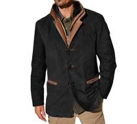 Vhersily Giacche Vintage in Pelle Scamosciata da Uomo, Blazer Doppio Strato con Collo, Lunghezza Media, Perfetta per Autunno e Inverno, Giaccone Invernale Trench Coat Outwear, per Lavoro, Arrampicata