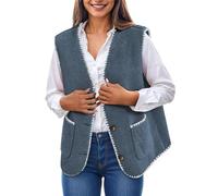 Vhersily Gilet in Pile da Donna, per Le Mezze Stagioni, Leggero, Senza Maniche, con Bottoni, per Il Tempo Libero, con Tasche, Autunno, Invernale, per All'aperto Campeggio Trekking, alla Moda