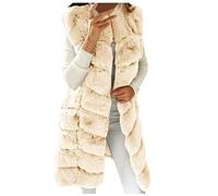 Vhersily Gilet Lungo Donna Pelliccia Invernale Cappotto Smanicato Pelliccia Sintetica Giacca Donna Elegante Caldo Gilet di Peluche Giubbotto