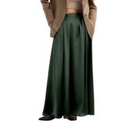 Vhersily Gonna Donna Lunga in Raso Satinato Vita Alta Elegante e Raffinata Tinta Unita Casual Facile da Abbinare Cerniera Laterale Fluente per Matrimonio Seta Pieghe A-Line Maxi Sexy Midi Lunghezza