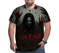 Vhersily Gotico Maglietta da Uomo di Halloween Maniche Corte Stampa 3D Divertente Maglietta Muscolare Gym Asciugatura Rapida Fitness Casual Leggera Traspirante Travestimento di Halloween Streetwear