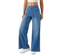 Vhersily Jeans da Donna A Vita Alta, Pantaloni Elasticizzati, con Cuciture Anteriori, alla Moda, Baggy Wide Leg Jean con Elastico Stretch, Estivi Y2K Streetwear Vintage, Straight Pants Denim Trousers