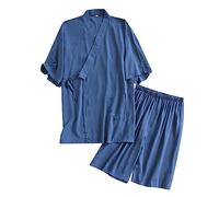 Vhersily Kimono Giapponese Da Uomo In Cotone Hanfu Abito Da Pigiama Antico Plus Size Abbigliamento Zen Abbigliamento Taoista, Set Pigiami, Tinta Unita, Per Autunno e Inverno, Per Carnevale, Cosplay