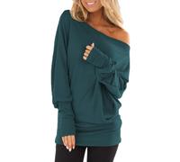 Vhersily Maglietta A Maniche Lunghe da Donna, Modello Autumn Pure Skew dalle Spalle Curvy Cashmere Ultralight Y2K Elegante Hip Hop alla Moda con Tasche Tinta Unita Classico Streetwear per Palestra