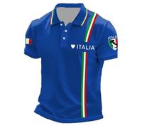 Vhersily Maglietta Italy Uomo Italia T Shirt for Men Stampa Bandiera Italiana Artistica Tee alla Moda a Maniche Corte con Scollo Tondo e Motivo, Fresche e Traspirant, Sportivo Fitness Running