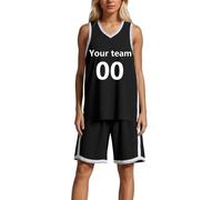 Vhersily Magliette e Pantaloncini da Canotta Basket 2 Pezzi con Squadra Completo Basket Con Scollo A V Camicie Da Allenamento Per Palestra Yoga, Hip Hop Punk Streetwear, Asciugatura Rapida, Running