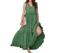 Vhersily Maxi Abito Estivo Da Donna 2026 Senza Maniche Con Volant Prendisole Lungo Fuori Dalla Spalla Allentato Scollo Rotondo Abiti Casual Floreale Spiaggia Vacanza Vestito Primavera Abiti Da Sposa