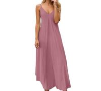 Vhersily Maxi Abito Estivo Da Donna Con Occhielli, Casual, Senza Maniche, Vestibilità Ampia, Tinta Unita Da Ballo Stile Boho Leggera e Traspirante Per Vacanze Al Mare Comunione Matrimoni Spiaggia