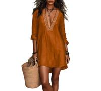 Vhersily Maxi Abito Retro con Scollo a V e Maniche Lunghe per Donne Vintage Western Country Abiti Boemia Chic Gotico Gonna Deguisement Hippie Costume Stile Cowboy Anni '80 Sexy per Matrimoni Spiaggia