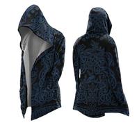 Vhersily Mito Nordico Uomo Cardigan Medio Lungo con Cappuccio, Classico Stampato 3D Cappotto con Tasche, Biker Giacca Primavera Felpa Medievale Giacca Vichingo Invernali Antivento Antipioggia Giacce