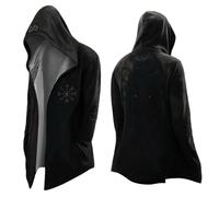 Vhersily Mito Nordico Uomo Cardigan Medio Lungo con Cappuccio, Classico Stampato 3D Cappotto con Tasche, Biker Giacca Primavera Felpa Medievale Giacca Vichingo Invernali Antivento Antipioggia Giacce