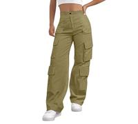 Vhersily Pantaloni Cargo da Donna per Escursioni, A Vita Alta, Leggeri, Estivi, Traspiranti, Dritti, Taglio Dritto, per Sport all'Aria Aperta, da Viaggio, con Tasche, per Indossare Nuovo Semestre
