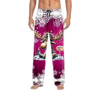Vhersily Pantaloni da Pigiama da Uomo con Taschestampe di i Natalizi, Costume da Babbo Natale Comodi Pantaloni da Salotto, Pantalone da Notte Lunghi e Rilassanti Vita Alta Fitness Regalo Natalizia
