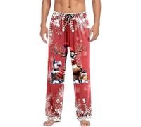 Vhersily Pantaloni da Pigiama da Uomo con Taschestampe di i Natalizi, Costume da Babbo Natale Comodi Pantaloni da Salotto, Pantalone da Notte Lunghi e Rilassanti Vita Alta Fitness Regalo Natalizia