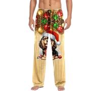 Vhersily Pantaloni da Pigiama da Uomo con Taschestampe di i Natalizi, Costume da Babbo Natale Comodi Pantaloni da Salotto, Pantalone da Notte Lunghi e Rilassanti Vita Alta Fitness Regalo Natalizia