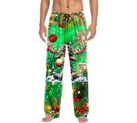 Vhersily Pantaloni da Pigiama da Uomo con Taschestampe di i Natalizi, Costume da Babbo Natale Comodi Pantaloni da Salotto, Pantalone da Notte Lunghi e Rilassanti Vita Alta Fitness Regalo Natalizia