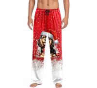 Vhersily Pantaloni da Pigiama da Uomo con Taschestampe di i Natalizi, Costume da Babbo Natale Comodi Pantaloni da Salotto, Pantalone da Notte Lunghi e Rilassanti Vita Alta Fitness Regalo Natalizia