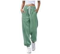 Vhersily Pantaloni della Tuta da Donna Tinta Unita Vita Alta Larga Joggers, alla Moda, con Tasche e Coulisse Regolabile, da Corsa Pantalone Harem Gamba Dritta per Jogging Fitness Sport Allenamento