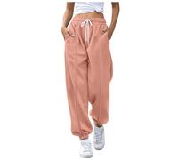 Vhersily Pantaloni della Tuta da Donna Tinta Unita Vita Alta Larga Joggers, alla Moda, con Tasche e Coulisse Regolabile, da Corsa Pantalone Harem Gamba Dritta per Jogging Fitness Sport Allenamento