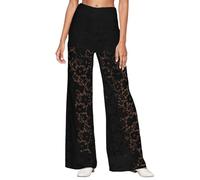 Vhersily Pantaloni Palazzo Donna in Pizzo con Pantaloncini sotto Sexy Trasparenti Floreale A Gamba Larga Estivi alla Moda con Cuci, A Vita Alta, per attività All'Aperto, con Tasche, Multistagionale