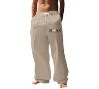 Vhersily Pantaloni Tuta Uomo, Lino e Cotone, Estivi Leggeri e Traspiranti Casual Pantalone con Comodo Cordoncino, Pantaloni Harem, Slim Fit, Lounge Calzoni Pigiama, per Sport, Fitness, Yoga Spiaggia