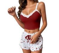 Vhersily Pigiama Da Donna Con Grafica Estiva, Canotta Corta e Pantaloncini A Costine, 2 Pezzi Y2K Chic e Elegante Slim Fit Sexy Pigiama Morbido di Tempo Libero per Streetwear Serate Fuori Discoteca