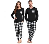 Vhersily Pigiami Natalizi per Tutta la Famiglia, Pigiame Natale Famiglie Donna con Simpatico Renna, Pigiami per Coppia Pigiama con Maglia a Maniche Lunghe e Pantaloni Regalo Capodanno per Mamma