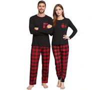 Vhersily Pigiami Natalizi per Tutta la Famiglia, Pigiame Natale Famiglie Donna con Simpatico Renna, Pigiami per Coppia Pigiama con Maglia a Maniche Lunghe e Pantaloni Regalo Capodanno per Mamma