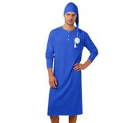 Vhersily Pijama per Uomo con Cappuccio da Notte A Maniche Lunghe Pijami Striato Abito da Notte Lungo Classici Maglie Pullover Sportiva Confortevole Passaggio Ovunque Per Fitness Allenamento