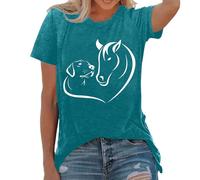 Vhersily Ragazza dei Cavalli AMA l'amante dei Cavalli del Cavaliere Maglietta, a Maniche Corte, alla Moda, Abbigliamento Primaverile Ed Estivo, Stile Etnico Boho, Estetico Streetwear