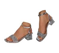 Vhersily Sandali Da Donna Con Tacco Grosso, Con Strass Scintillanti, Punta Aperta, Cinturino Alla Caviglia, Alla Moda da Sera Cerimonia Festa Cocktail Sexydonna Hot Curvy Eleganti e Formale