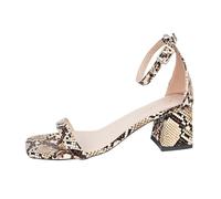 Vhersily Sandali Donna 2026 Tacco Grosso Aperte con Cinturino Alla Caviglia Scarpe Roma Moda Classiche Snakeskin Alla Schiava Dance Shoes Décolleté da Sera Cerimonia Festa Cocktail Sexydonna Hot