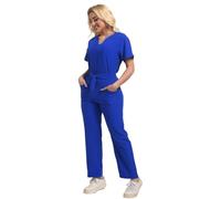 Vhersily Set Di Scrubs Da Donna Con Tasche Multiple Eleganti Divise Mediche Con Fiocchi Slip-On Tunica Top Pantaloni Set Cura Estetista Infermiera Medica Spa Autunnale Invernale Completi Per La Casa