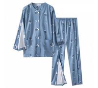 Vhersily Set Pigiami da Uomo, Per Pazienti Allettati Abbigliamento Completamente Aperto Con Strappo, Aiuto alla cura Frattura Riabilitazione Ospedale Camice Anziani, Traspirante, Tutte Stagioni