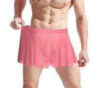 Vhersily Sissy Gonna da Uomo Trasparente Sheer Minigonna con Pieghe Piegate, Graziosa Biancheria da Notte Elegante, Leggera Clubwear, Perizoma, Super Morbidi, Seta di Ghiaccio Intimo, Ultra-Sottile
